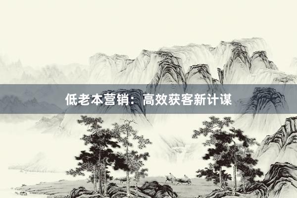 低老本营销：高效获客新计谋
